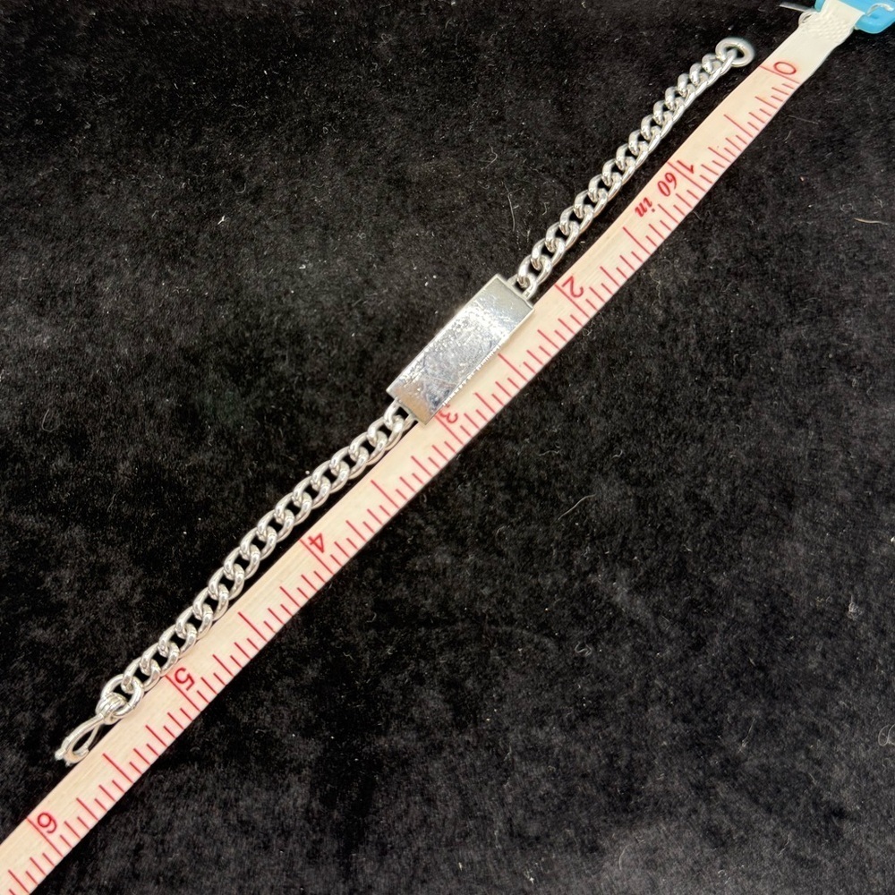Vintage Elico Sterling Silver Child’s ID Bracelet 5.5” Curb Chain Blank Plate - Picture 2 of 3